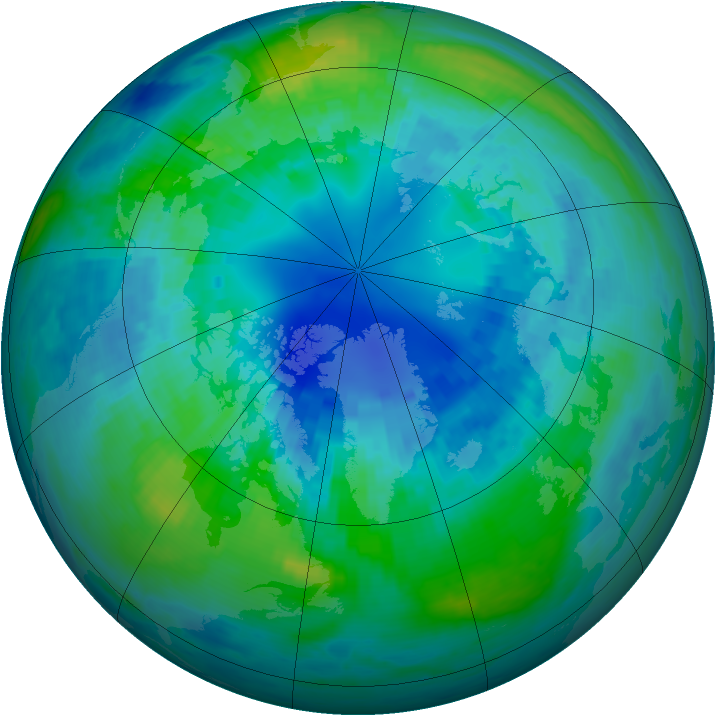 Arctic ozone map for 15 October 2002
